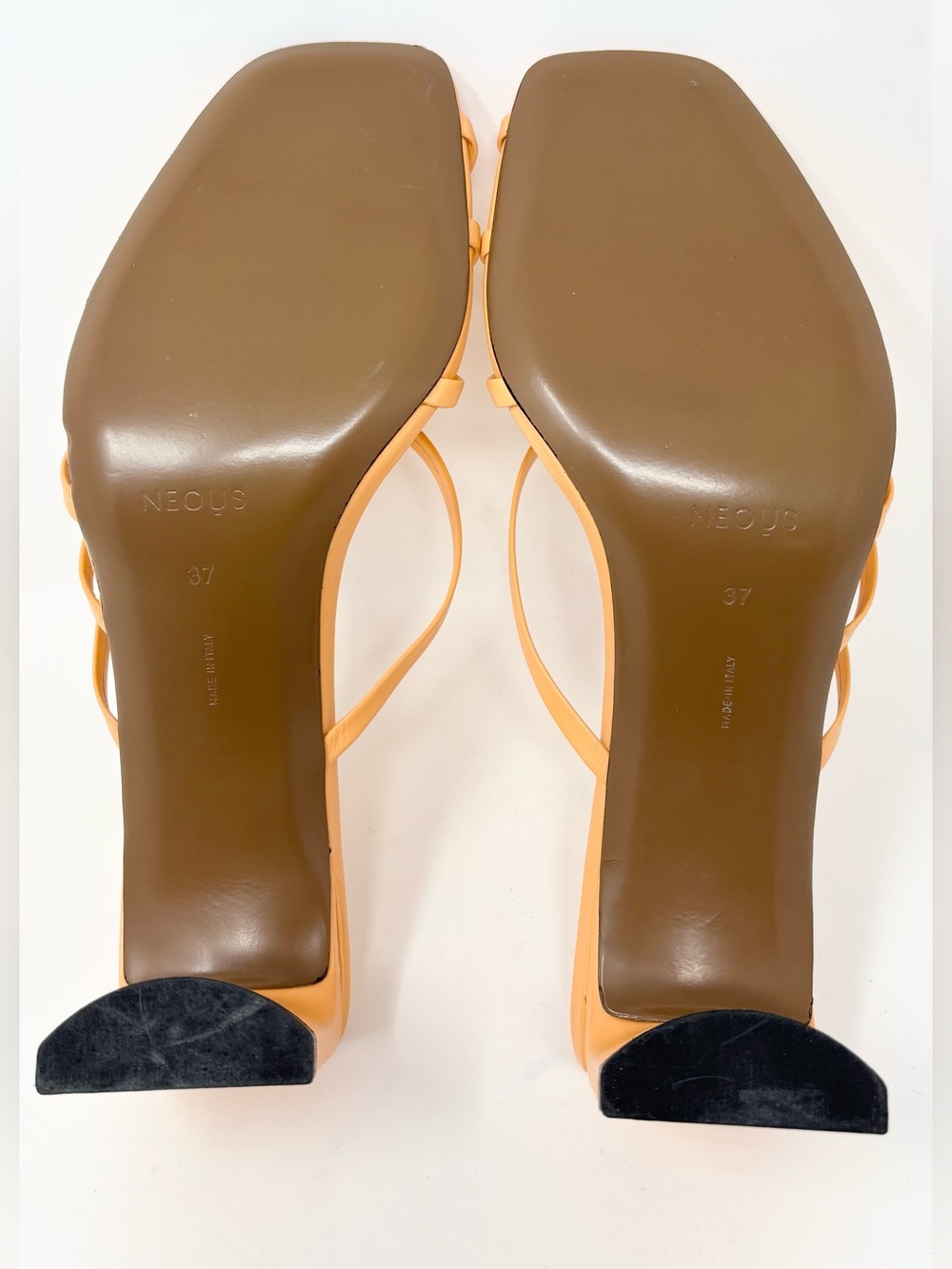 NEOUS Mannia Slide Crisscross Sandals Beige Sherbet Orange Leather Size 37 7 New - Picture 12 of 15
